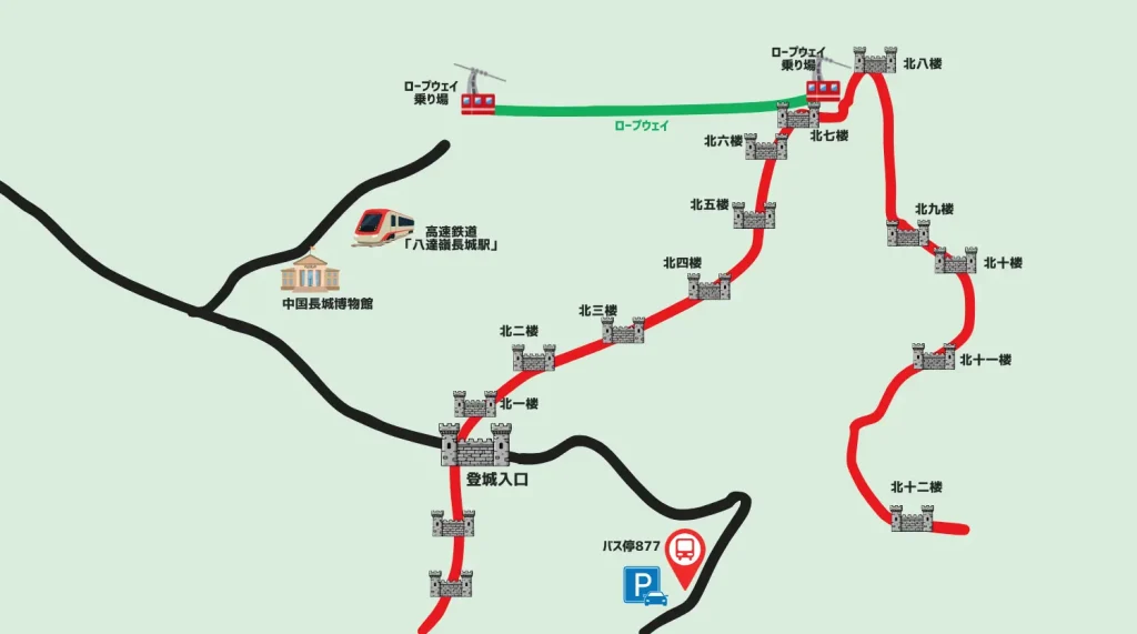 八達嶺長城の地図